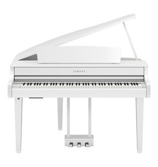 Front view of the Yamaha CLP-865GP Clavinova in polished white