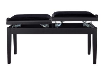 Adjustable 2 person piano stool in black satin