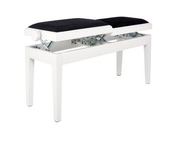 Double piano bench in white satin