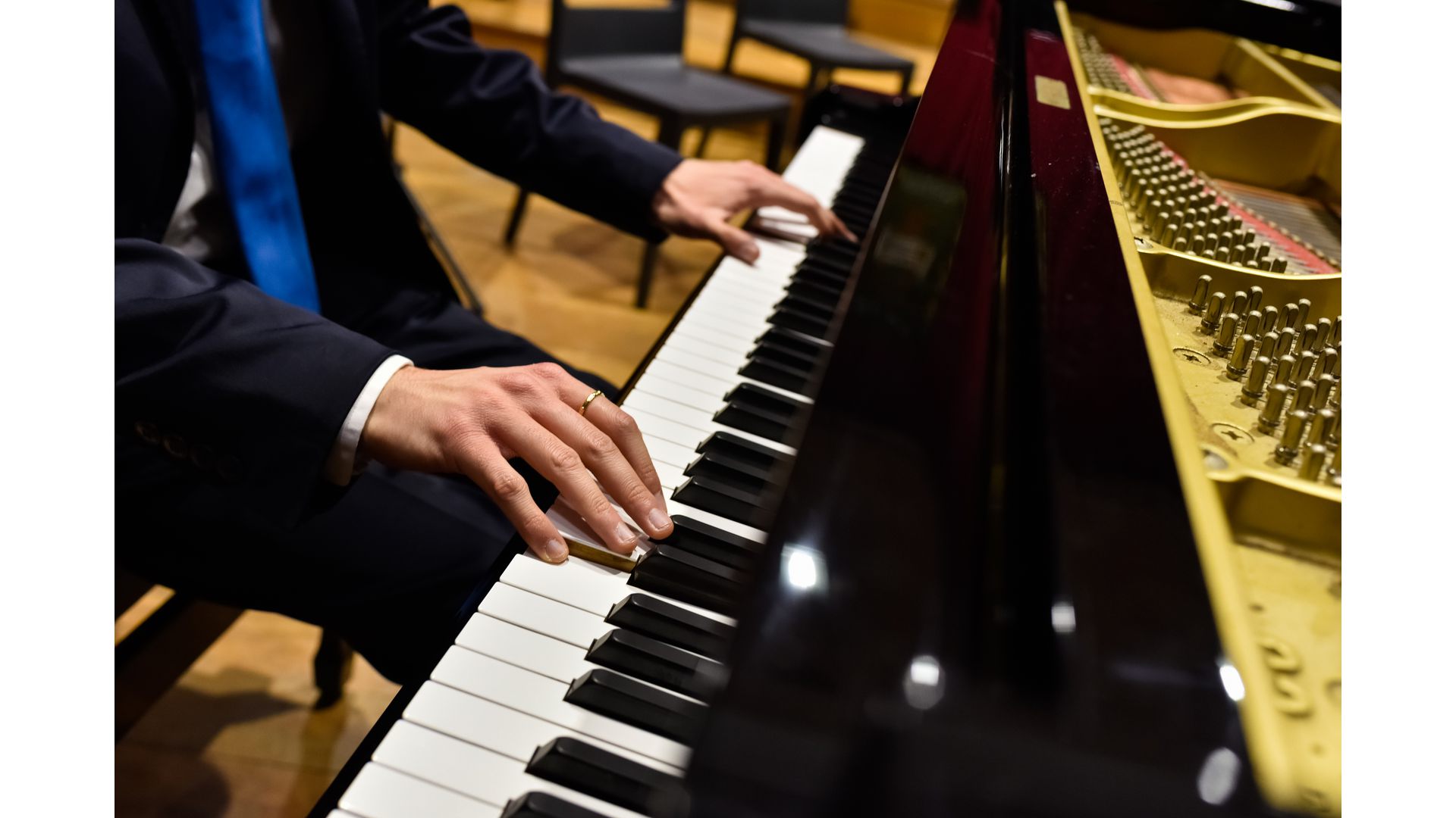 Professional pianist performing