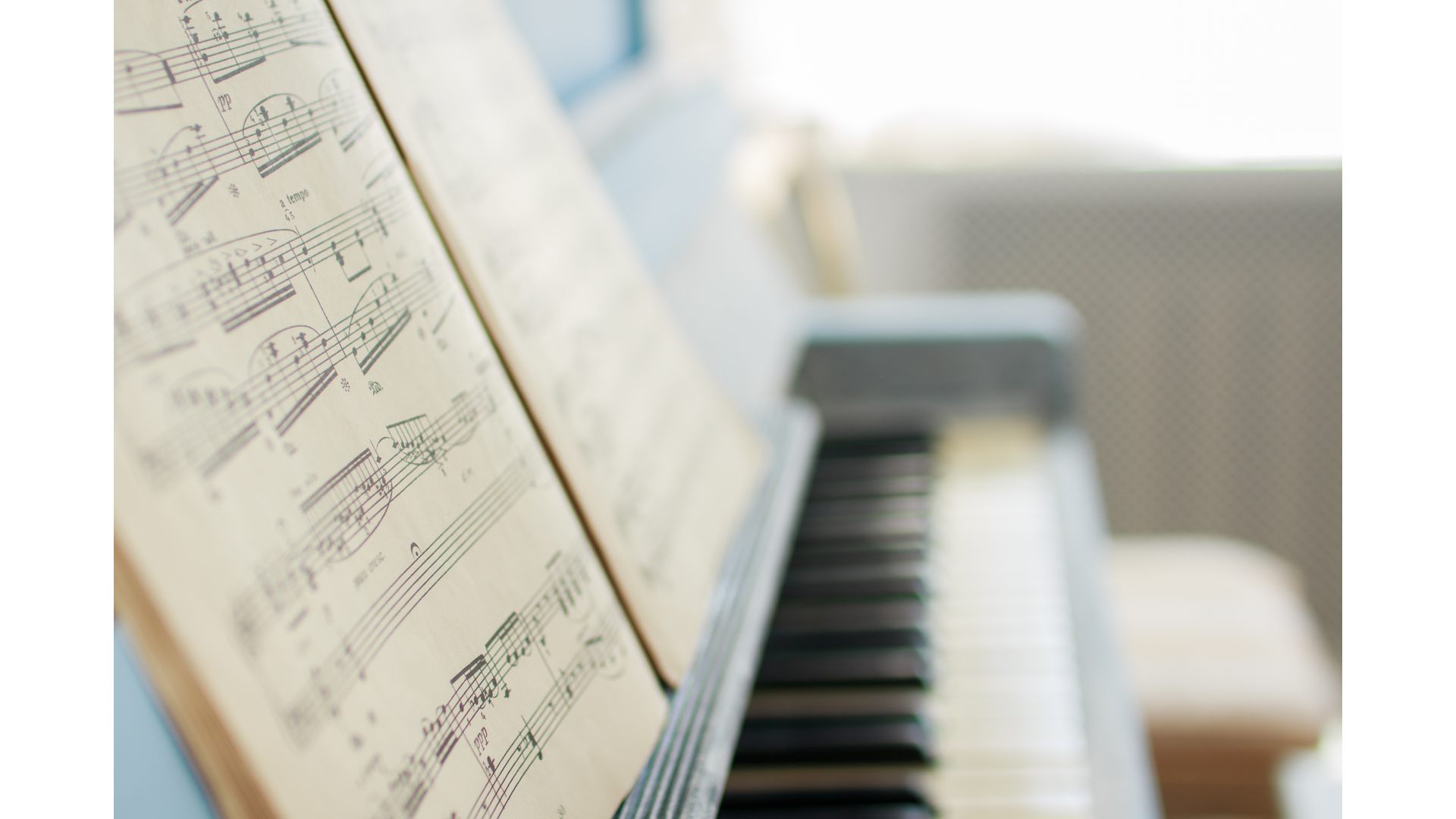 Sheet music on the piano