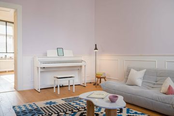 White Kawai CA501 Digital Piano setup