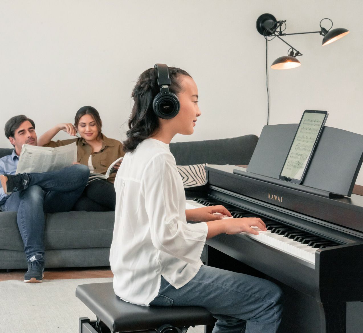 Woman playing Kawai CN201 Piano