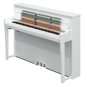 White Yamaha NU1XA AvantGrand Piano side view