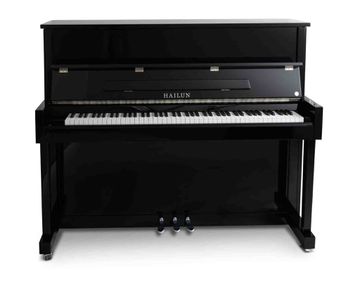 Hailun 120 J Polished ebony piano front view