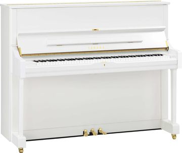 Yamaha U1 Piano in white with brass fittings