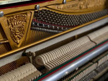 Close up of a Ed. Seiler Model 131 Upright Piano