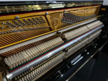 Close up of a Ed. Seiler Model 131 Upright Piano