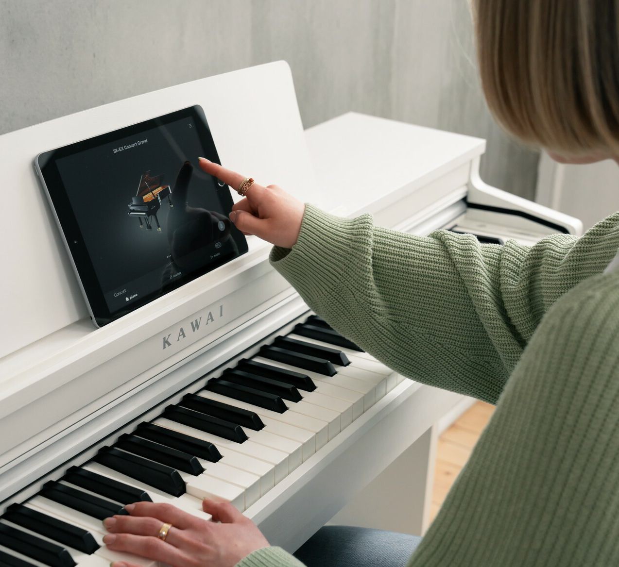 White Kawai CN201 digital piano